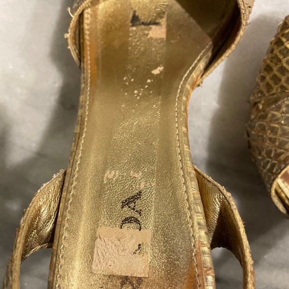 Prada Gold Python Studded Wood Sandal EURO Size 39 or US 8 - Picture 7 of 9